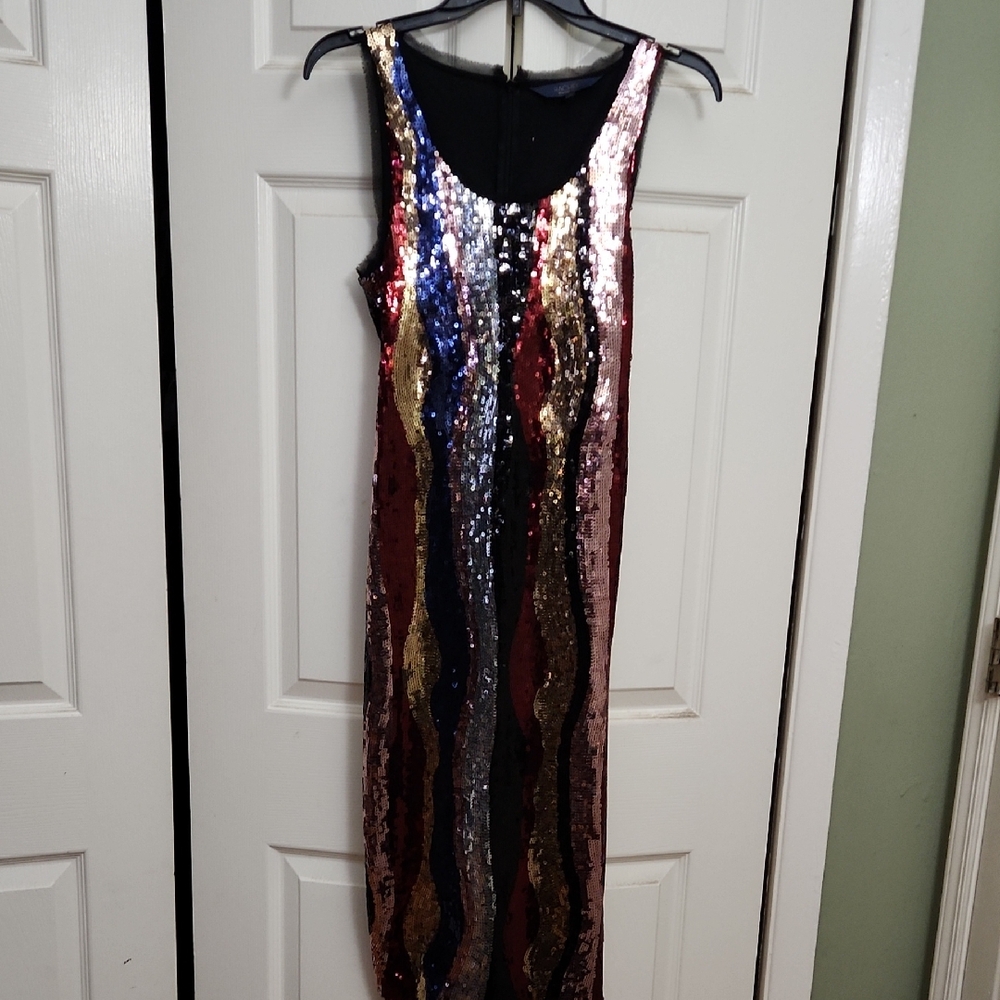 RACHEL Rachel Roy Sequin Wave Midi Dress